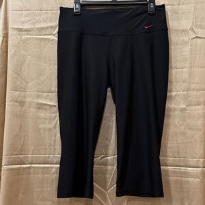 Nike Dri-Fit Black Capri Style Pants with Hot Pink Swoosh - Size M -  Like New